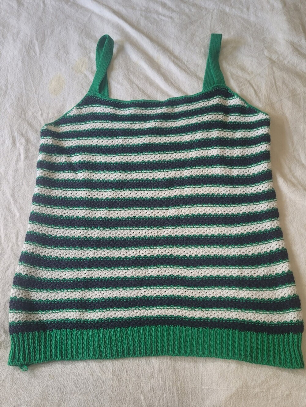Crocheted Tank Top Womens Medium Retro 1970s Roller Derby Striped Summer